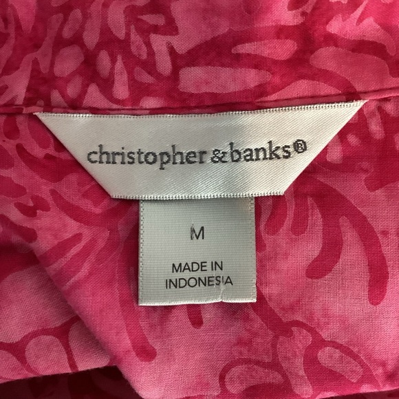 Christopher & Banks Pink Floral Cotton Popover Shirt Size M - Picture 6 of 7